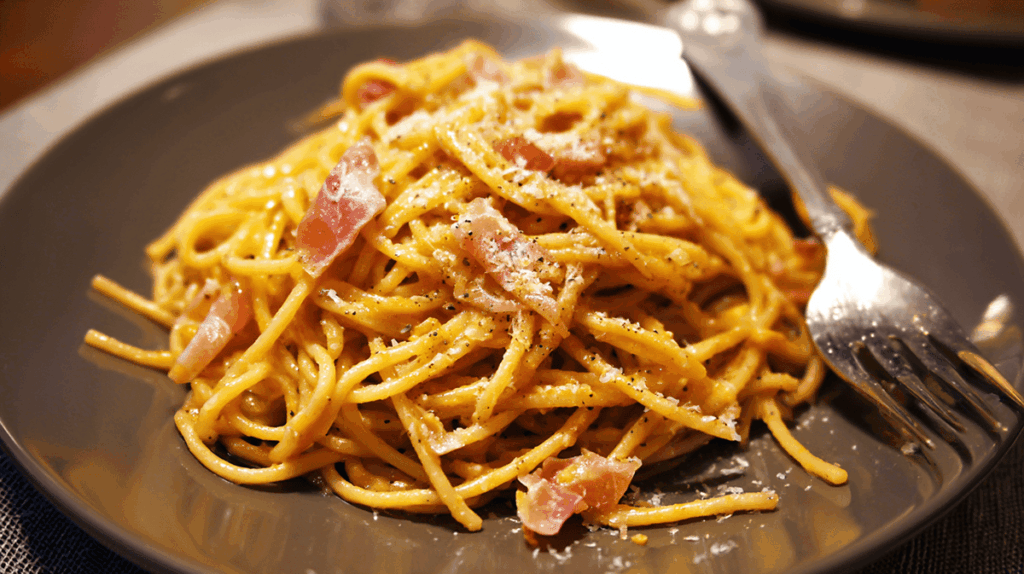 温かい生ハムのパスタ