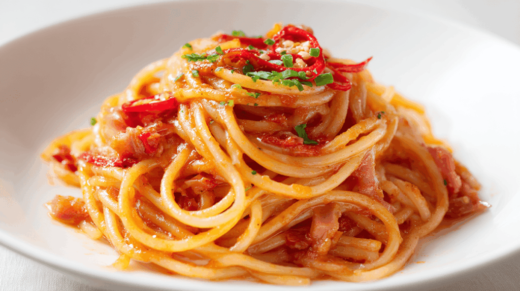 温かい生ハムのパスタ