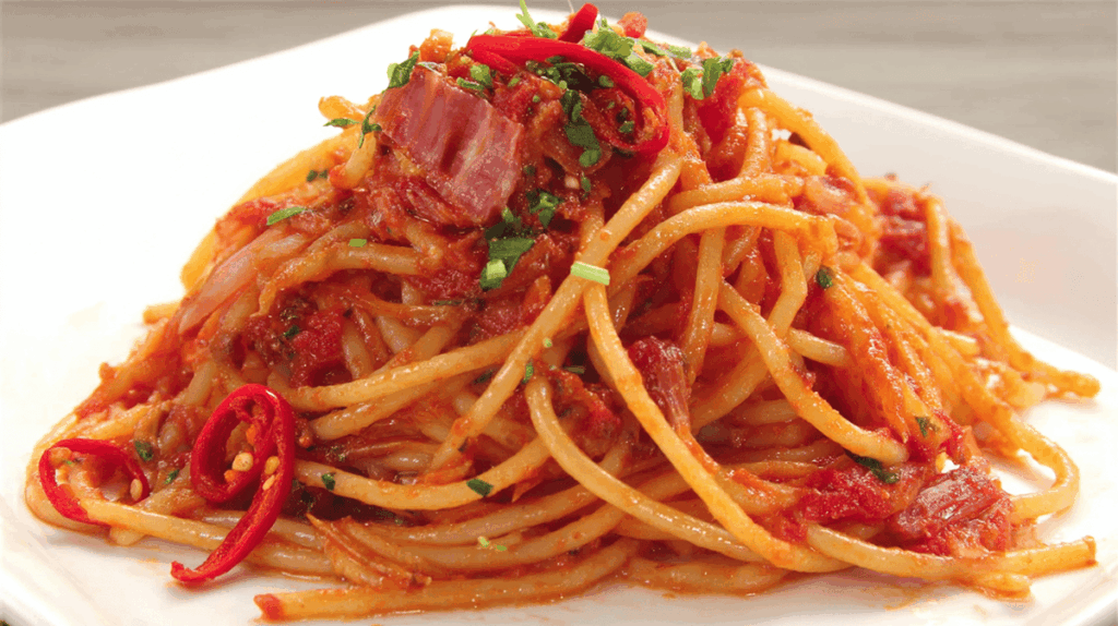 温かい生ハムのパスタ