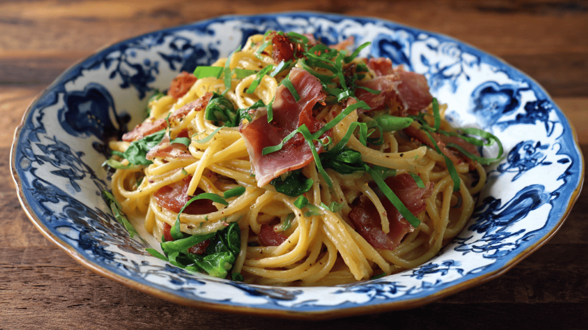 生ハムパスタの和風