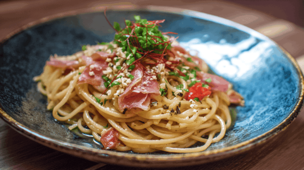 生ハムパスタの和風